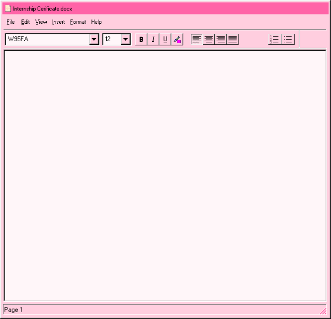 Internship Certificate Window